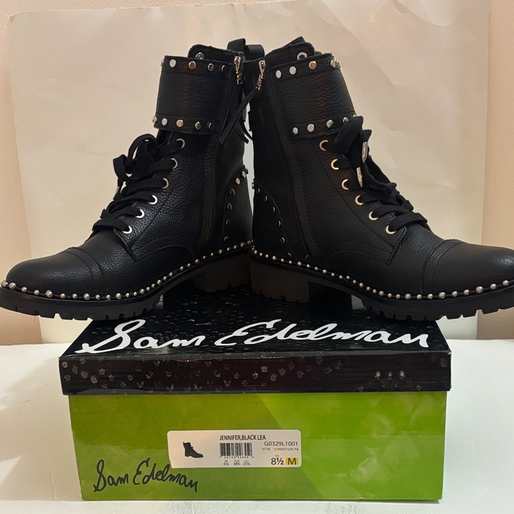Sam Edelman Black Studded Combat Boots